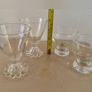4 Vintage cordial/shot glasses 3oz.. 2 Anchor Hocking and 2 vintage MCM